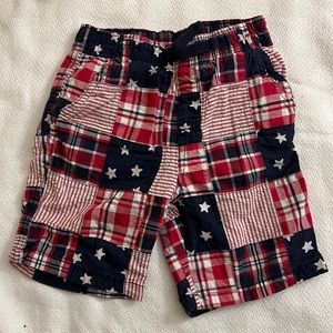 Gymboree patriotic red white and blue madras shorts 3T
